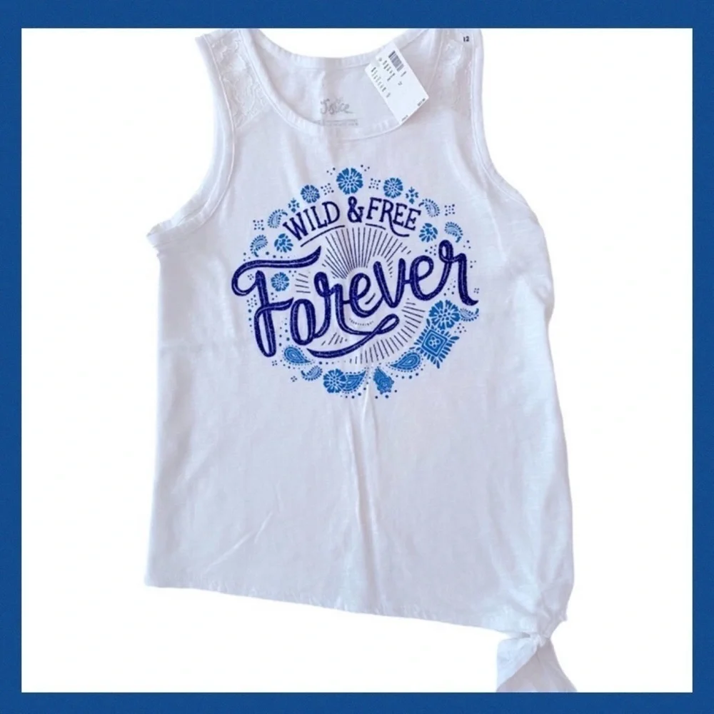 JUSTICE “Wild & Free Forever” Self Tie Tank Top